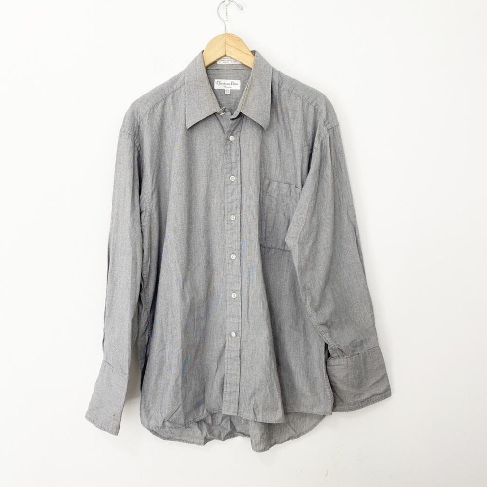 Christian Dior Men's Gray Button Up Top Size 16.5